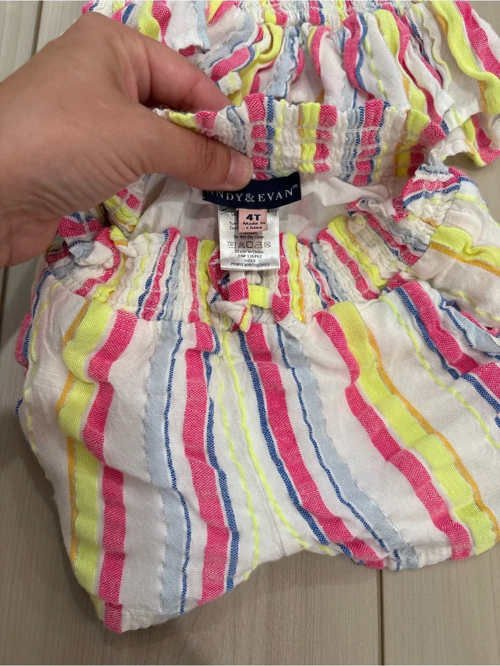 Andy & Evan Pink Yellow Blue Striped Girls Two-Piece Ruffle Set